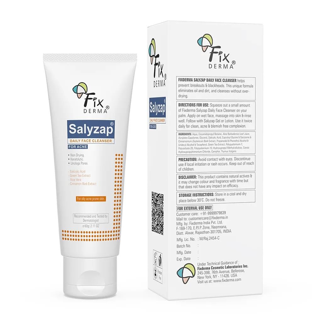 Fixderma 2% Salicylic Acid Face Wash for Oily Skin | Sulphate Free | Face Cleanser for Acne or Pimples | Acne Clearing Face Wash for Men & Women - 60 ML thumbnail