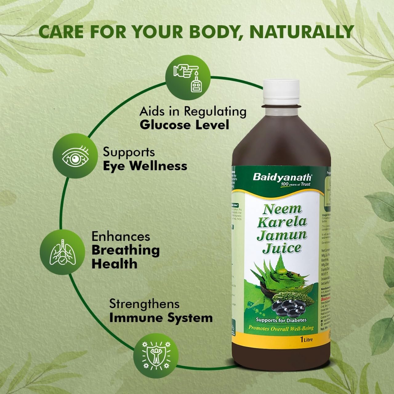 Baidyanath Ayurved Neem Karela Jamun Juice -1000ml thumbnail