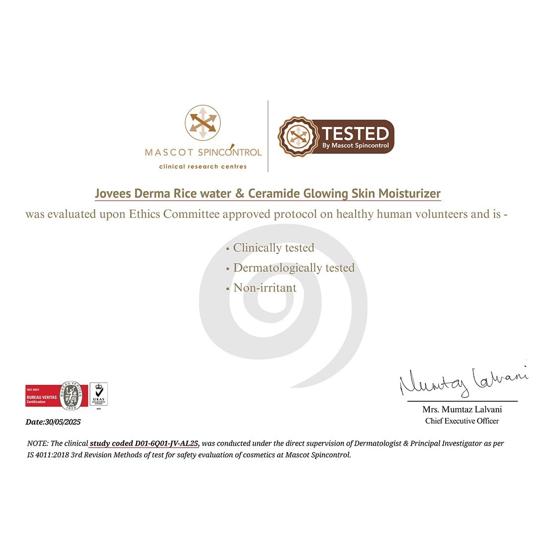 Jovees Derma Ceramides Moisturizer with Hyaluronic & Rice Water for Intense Moisturizing and Brightens Skin | With Niacinamide & Cica Extract | Barrier Repair Cream | For All Skin Type 50g thumbnail