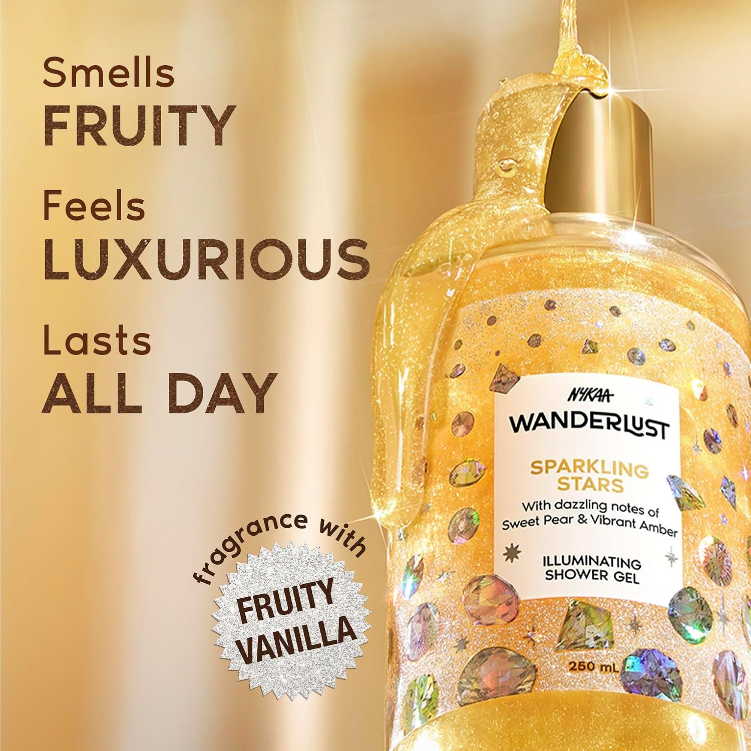Nykaa Wanderlust Sparkling Stars Body Wash & Shower Gel, 250ml | Hydrating & Nourishing Cleanser | Soft, Smooth & Glowing Skin | Fruity & Luxurious Fragrance | thumbnail