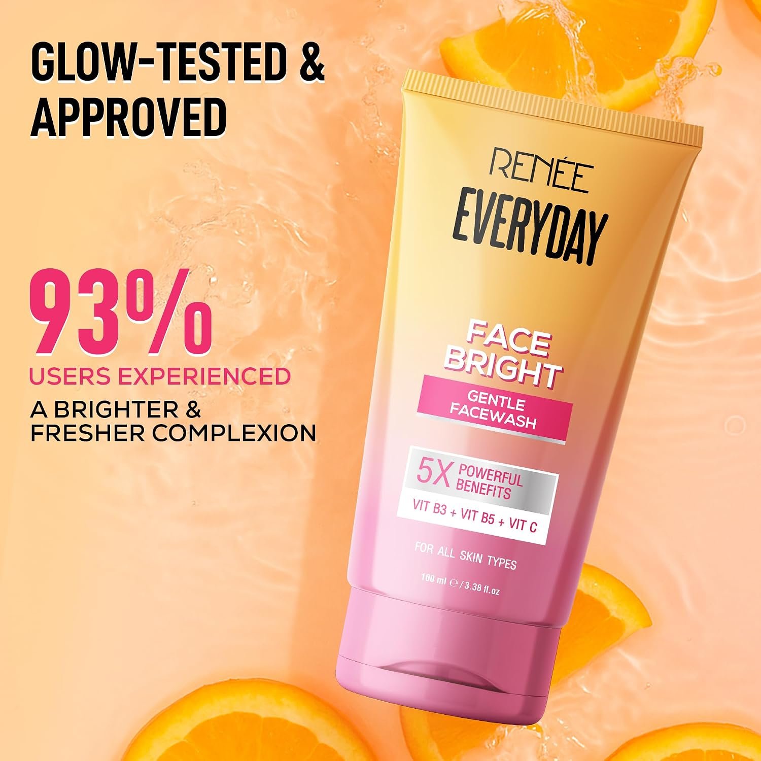 RENEE Everyday Face Bright Gentle Face Wash For Fresh, Clean Skin | Hydrates, Brightens Skin, Reduces Oil | With Vitamin B3, B5, and C | Facewash for Women & Men of All Skin Types | 100 Ml thumbnail