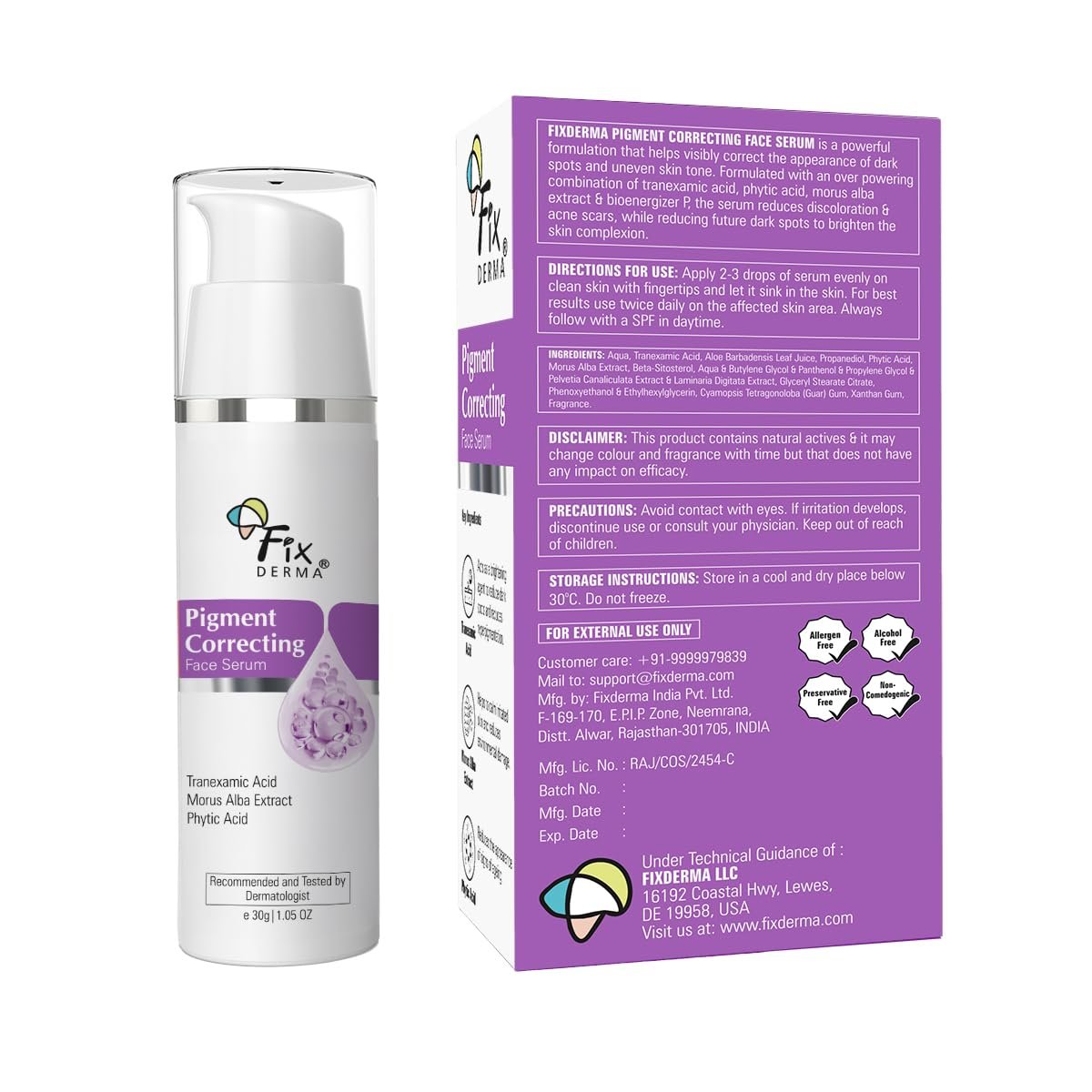 Fixderma Tranexamic Acid Pigment Correcting Serum | Face Serum for Melasma, Hyperpigmentation & Acne Spots | Acne Face Serum for Men & Women-30gm thumbnail