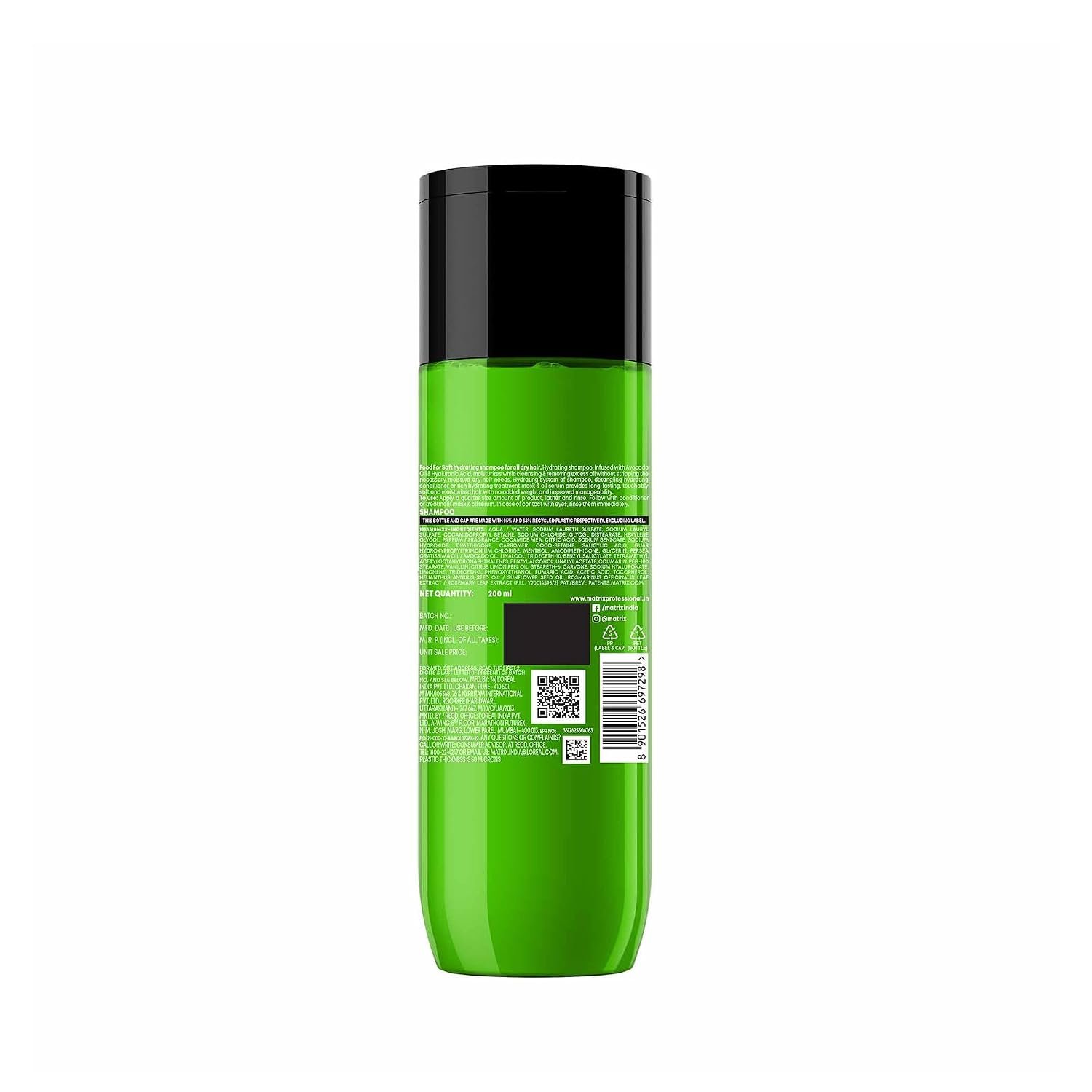 Matrix Professional Food For Soft Hydrating Shampoo for Dry, Dehydrated Hair | 5x More Hydration |3 Days Of Softness| With Hyaluronic Acid & Avocado Oil 200ml thumbnail