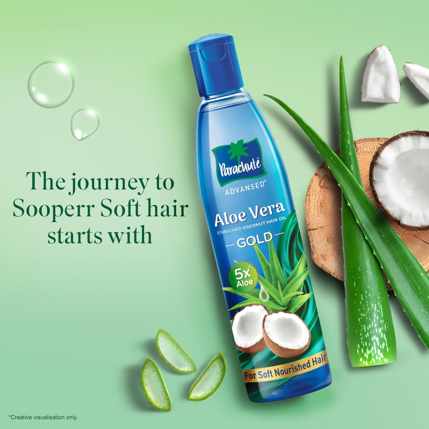 Parachute Advansed Aloe Vera Enriched Coconut Hair Oil Gold | 5X Aloe Vera With Coconut Oil| Makes Hair Sooperr Soft | 400ml thumbnail