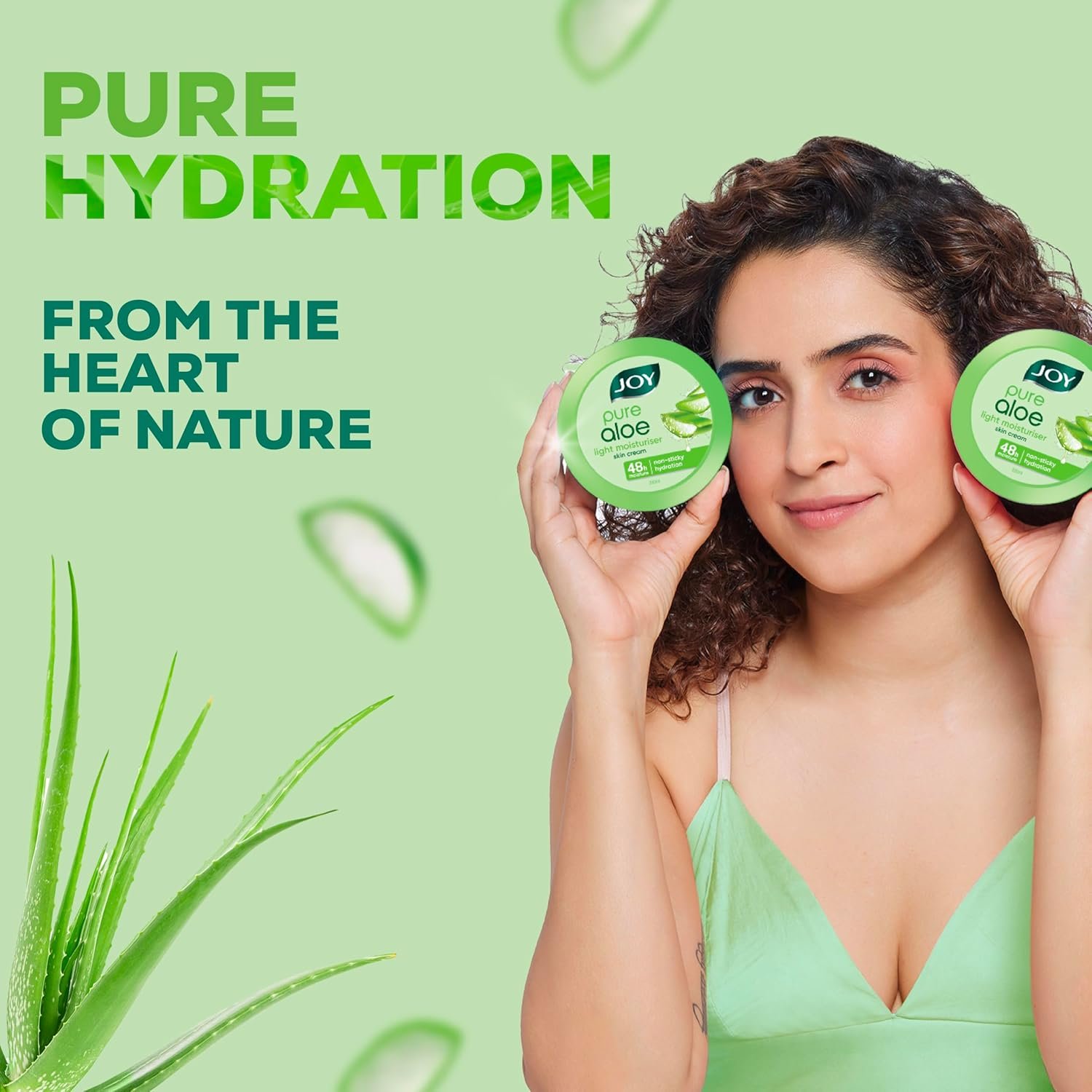 Joy Pure Aloe Light Moisturiser Skin Cream for Face, Hands & Body (500ml) | 48H Hydration | Non-Sticky | Soothing, Brightening & UV Protection | For Dry to Oily Skin thumbnail