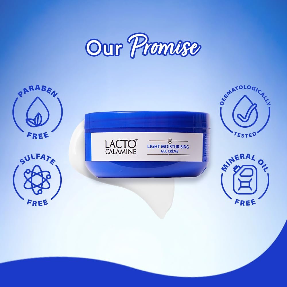 Lacto Calamine Light Moisturising Gel Crème| Pro Ceramides, Niacinamide & Triple Vitamins| Moisturizer Suitable for oily skin|150G| thumbnail