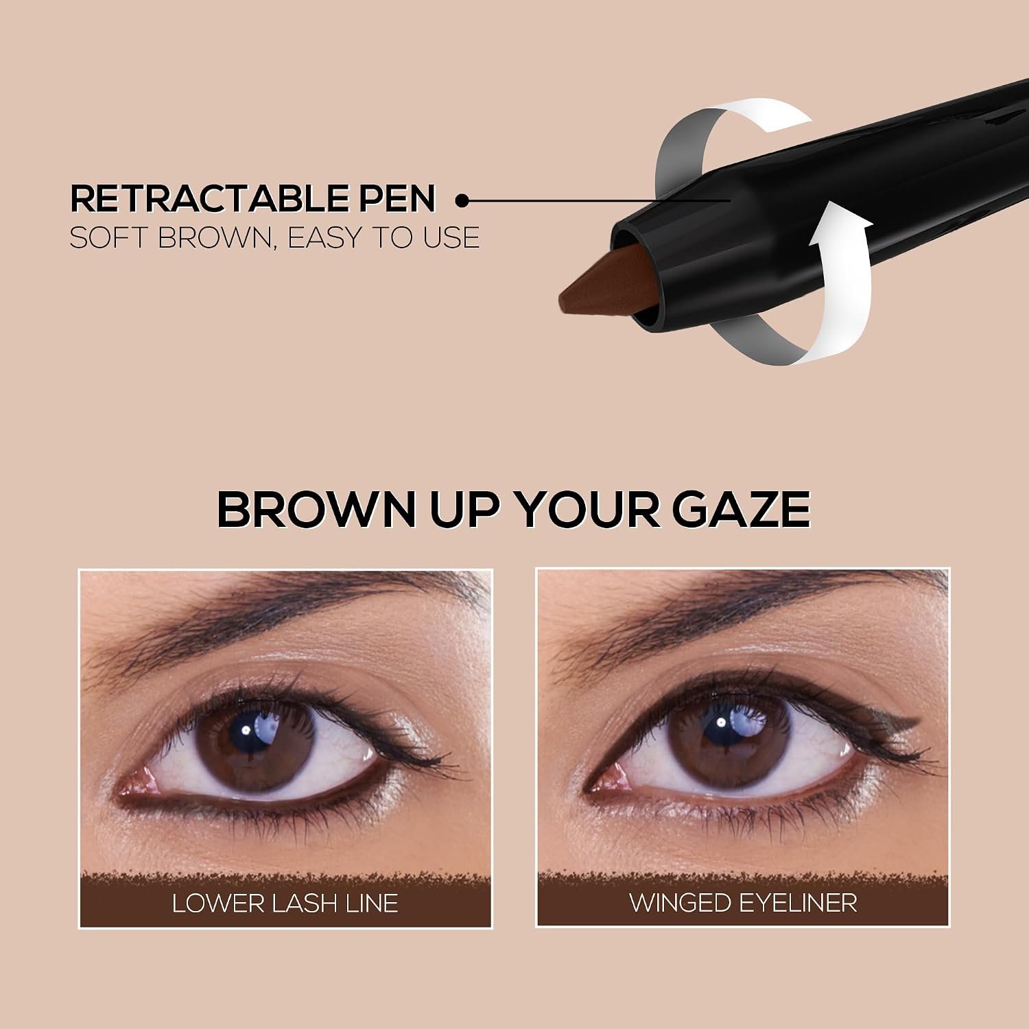 RENEE Pure Brown Kajal Pen with Sharpener |24 Hrs Stay Long Lasting Kohl Pencil |Matte Finish, Rich Color Payoff |Smudge & Water Proof with One Swipe Application Formula - 0.30gm thumbnail