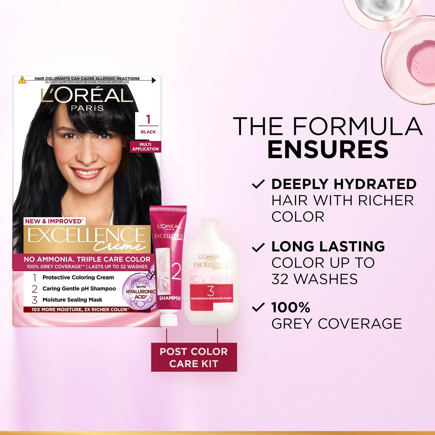 L'Oreal Paris Excellence Creme Hair Color, 1 Black thumbnail
