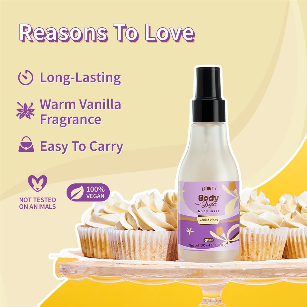 Plum Bodylovin' Vanilla Vibes Body Mist for Women | Long Lasting Vanilla Fragrance with Warm & Cozy Vanila Scent |Body Spray - 100ml thumbnail
