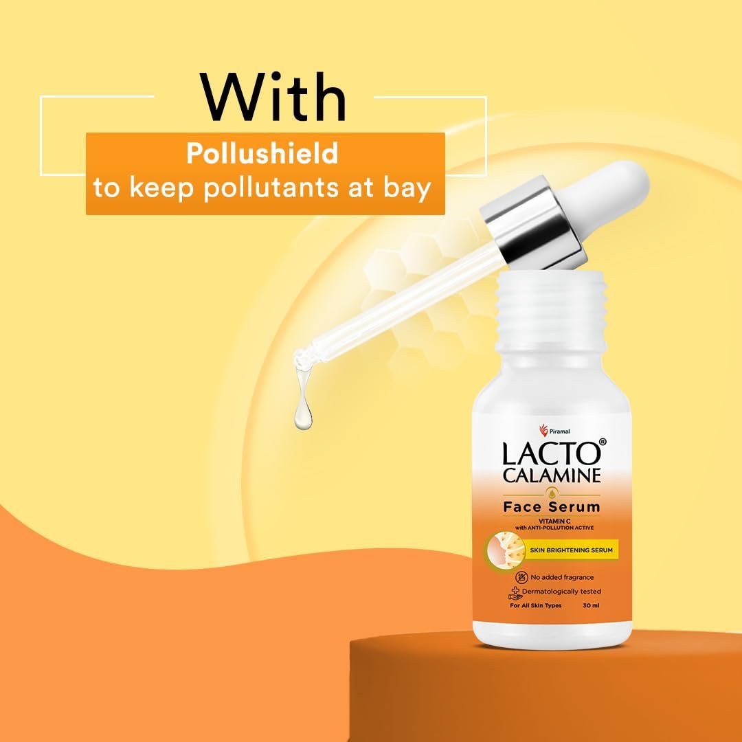 Lacto Calamine Vitamin C Face Serum with 98% Pure Vitamin C Complex & Niacinamide | Brightens Skin, Reduces Dark Spots & Hyperpigmentation | Boosts Glow & Evens Skin Tone |  30ml thumbnail