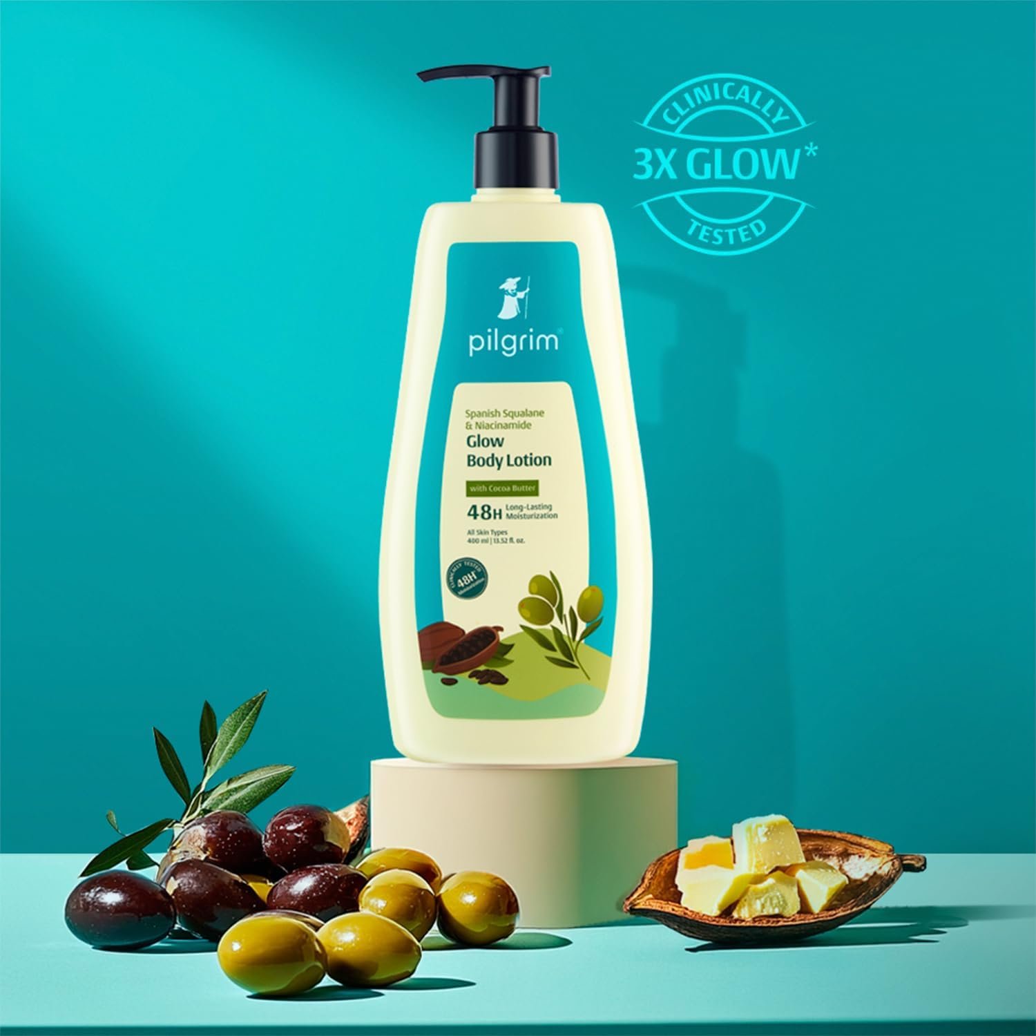 Pilgrim French Red Vine & Hyaluronic Acid Ultra Smooth Body Lotion | 48H Moisturization | Body lotion for dry skin | Infused With Cocoa Butter | For All Skin Types 400ml thumbnail
