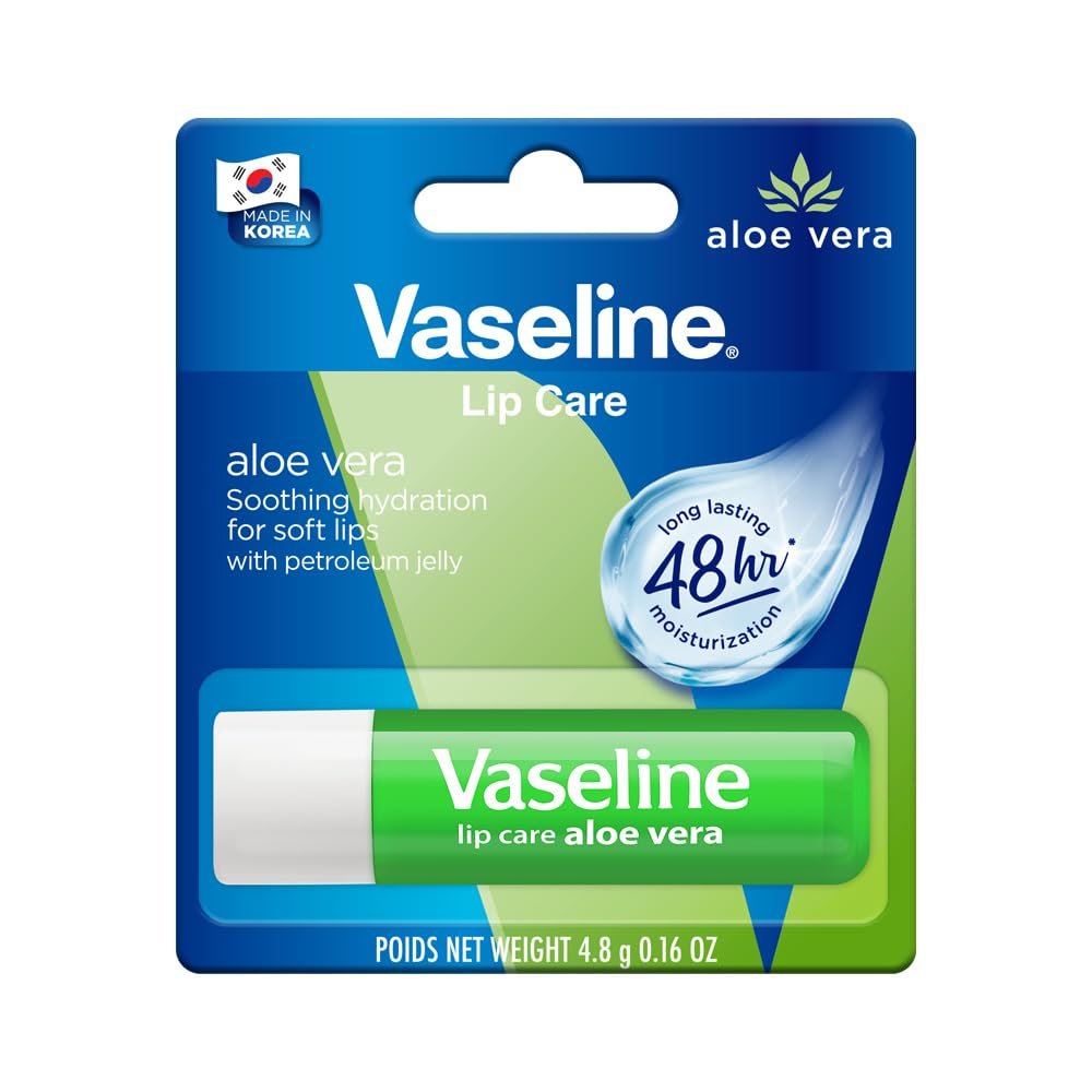 Vaseline Lip Care | Aloe Vera Lip Balm Stick | Up to 48Hr moisturization | with aloe extract & petroleum jelly | made in South Korea | 4.8g thumbnail