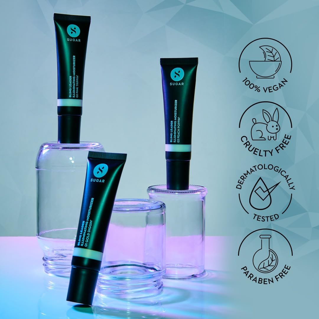 SUGAR Cosmetics Bling Leader Illuminating Moisturizer with Kojic Acid | Strobe Cream + Highlighter | 2-in-1 Glow Cream for Indian Skin | Dewy Finish | 50ml - 01 Gold Diggin thumbnail