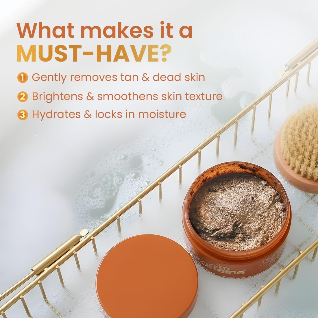 mCaffeine Caramel Eclairs Coffee Body Scrub for Removing Tan & Dead Skin| 10% Coffee Grounds, AHA- Glycolic & Lactic Acid | Sweet Caramel Fragrance - 175g thumbnail