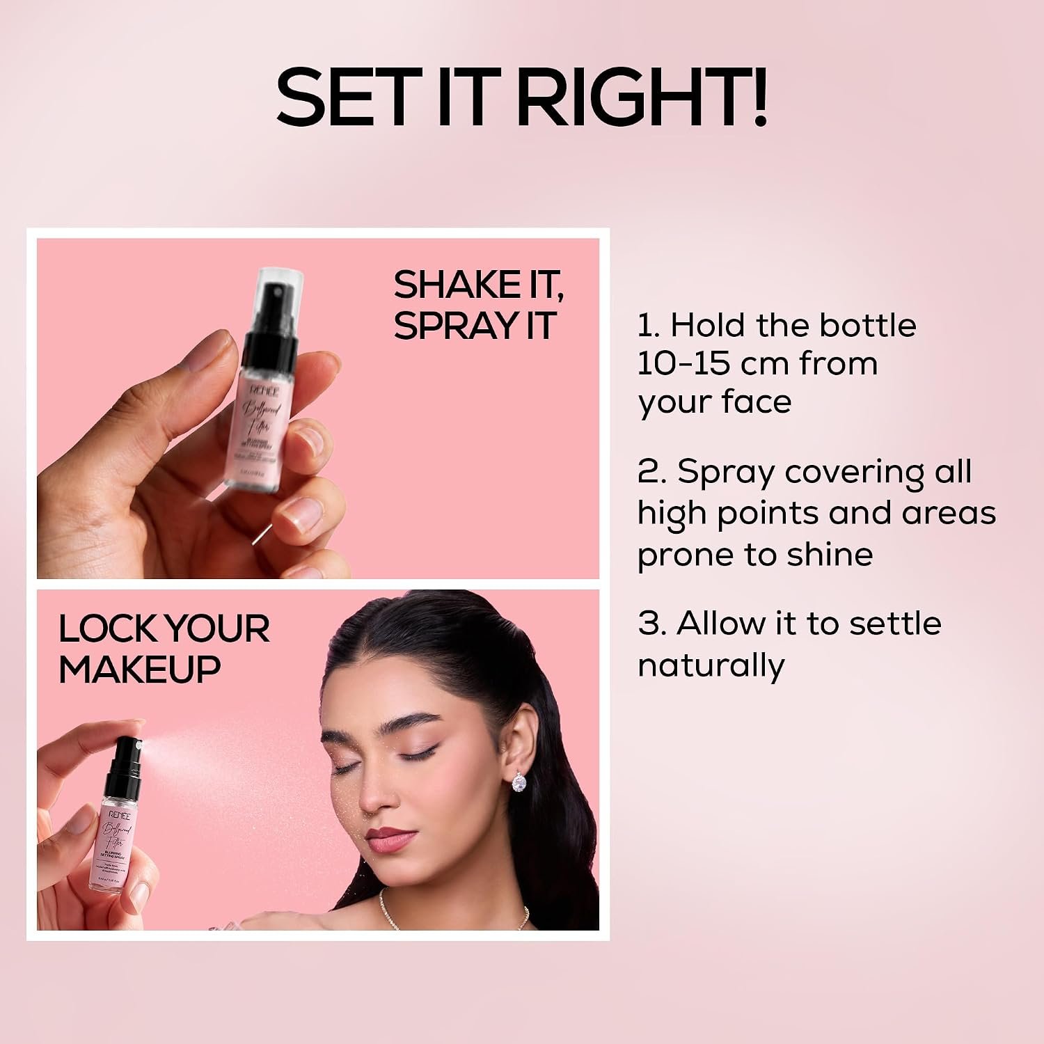 RENEE Bollywood Filter Blurring Setting Spray for Face Makeup, Matte Finish & Pore Blur Effect with Niacinamide & Hyaluronic Acid, Long Lasting Makeup Fixer & Shine Control, Fine Mist 5ml thumbnail