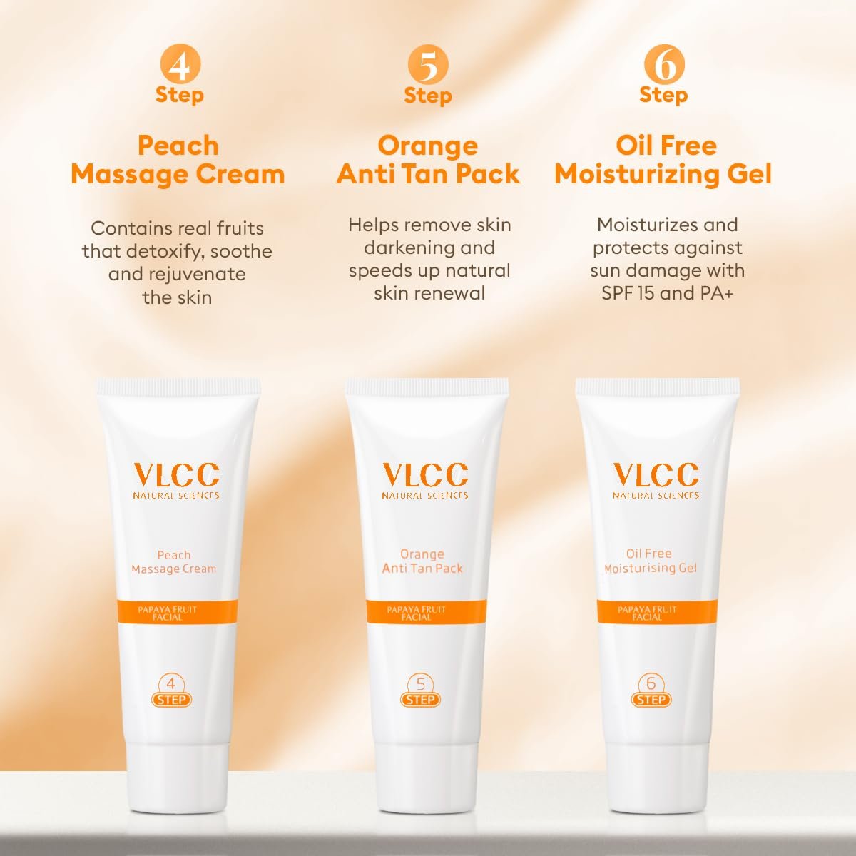 VLCC Papaya Fruit Facial Kit - 60g | Glowing, Blemish Free Skin | With Papaya, Cucumber, Peach, and Orange Peel Extracts | Glowing at Home Facial Kit. thumbnail