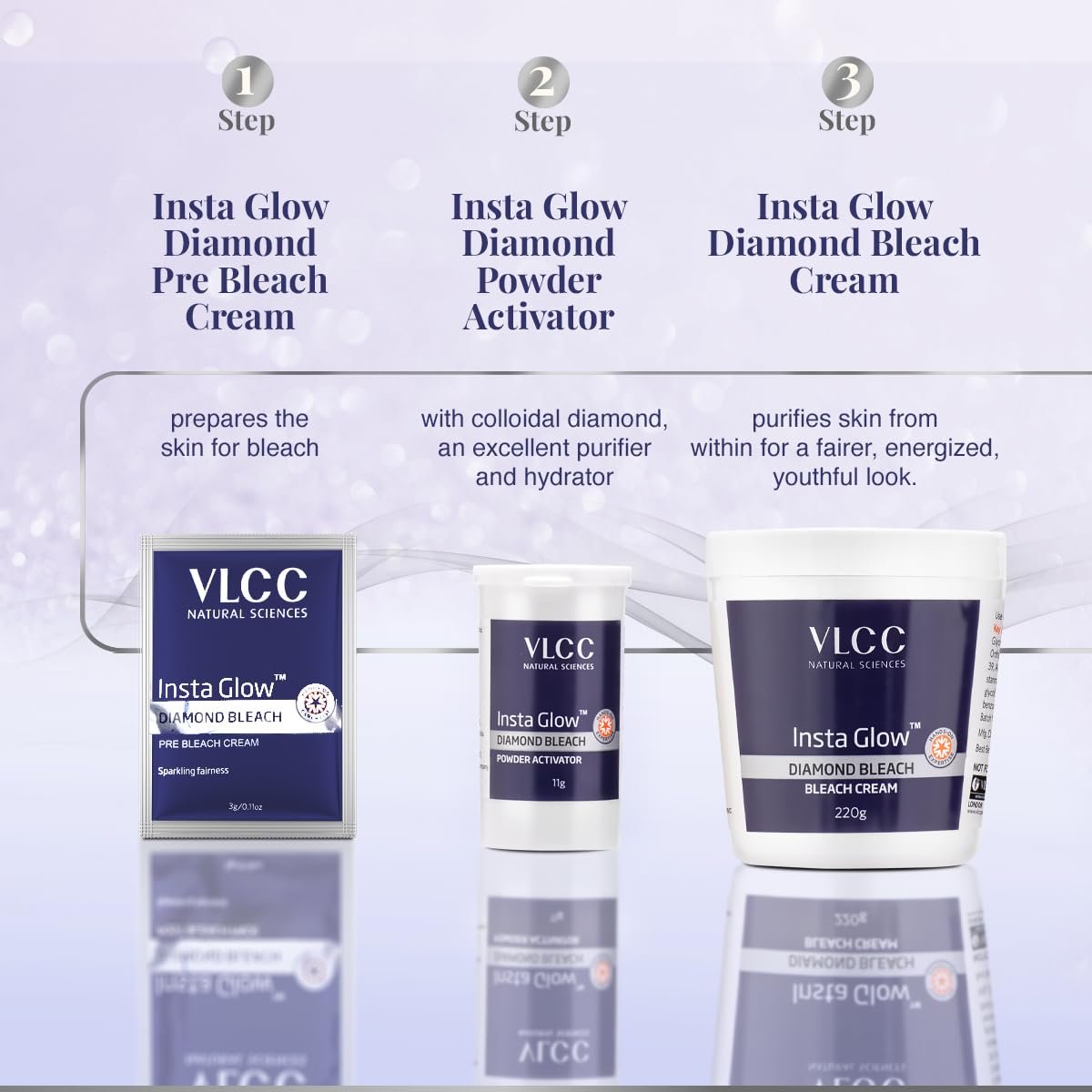 VLCC Insta Glow Diamond Bleach - 402g | With Diamond Powder For Sparkling Fairness | Skin Brightening Bleach | Minimizes Dark Spots, Reduces Facial Hair Visibility. thumbnail