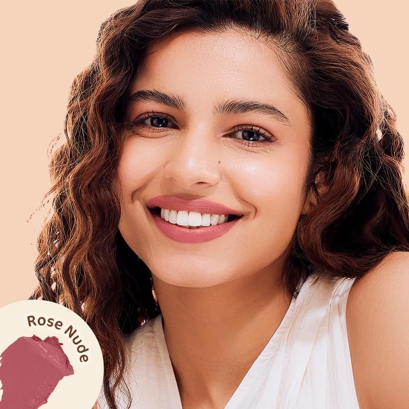 Mamaearth Creamy Matte Long Stay Lipstick with Murumuru Butter and Vitamin E for 8-Hour Long Stay 4.2g (Rose Nude) thumbnail