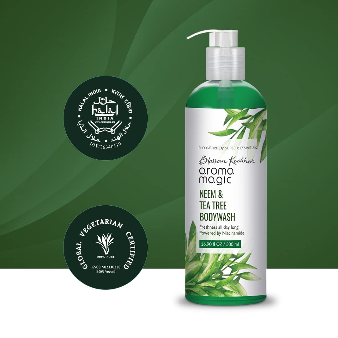 Aroma Magic Neem & Tea Tree Body Wash Pwrd by 5% Niacinamide | Removes harmful bacteria, protects with anti-microbial & antioxidant properties with neem oil 250ml thumbnail