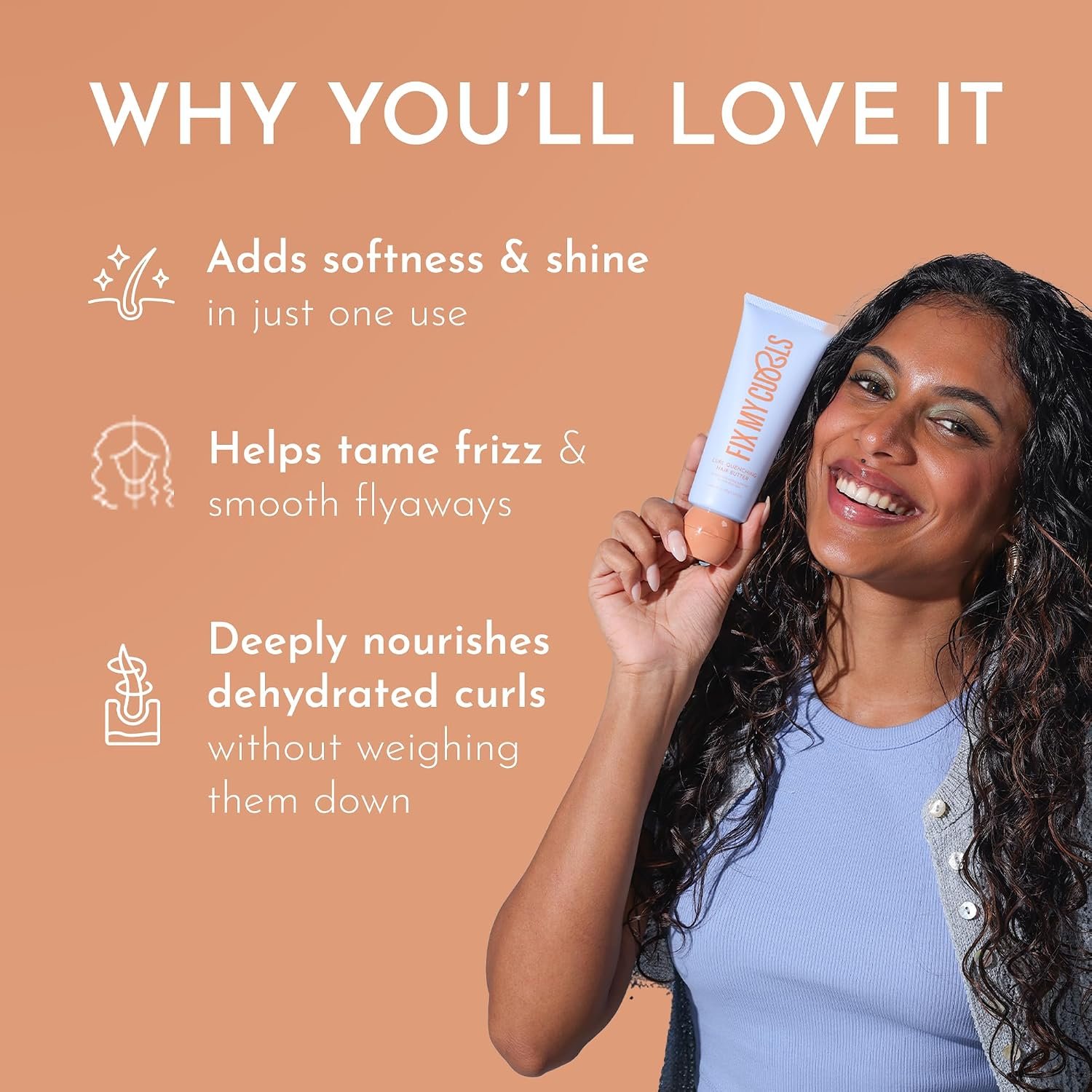 Fix My Curls Curl Quenching Hair Butter|Curly, Wavy, Frizzy Hair | With Tucuma Butter & Flaxseed| Ultra Curl Defining Cream | Silicone Free, 100gm thumbnail