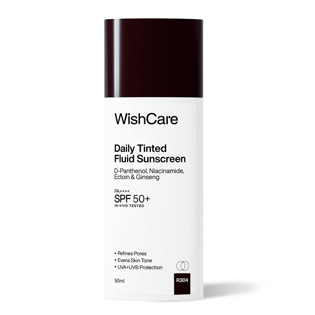 WishCare Daily Fluid Tinted Sunscreen SPF50 PA++++ | R304 | Broad Spectrum Protection for all skin types | In-Vivo Tested Tinted Sun Screen | Evens & Protects | 50ml thumbnail