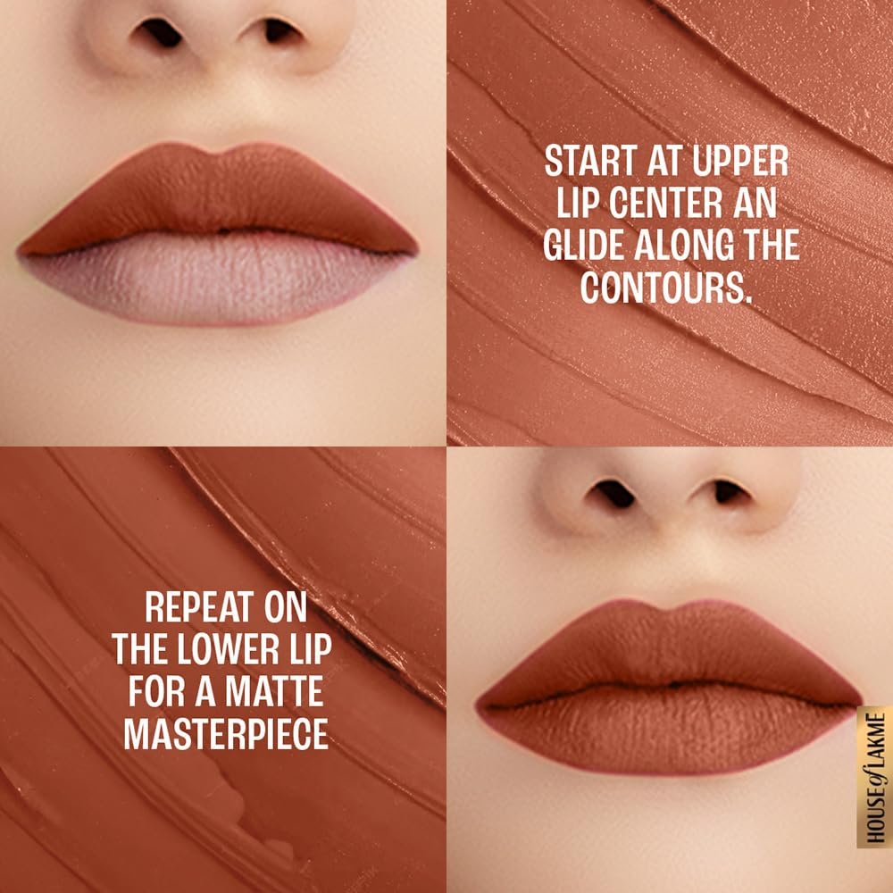 LAKMÉ Powerplay Priming Matte Lipstick, Smooth Matte Finish Caramel Latte, 3.6g thumbnail