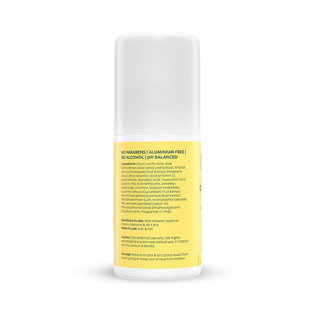 The Plant Fix Plix Pineapple Odour Control Underarm Roll-On (50Ml) With 5% Lactic Acid & 1% Mandelic Acid, Prevents Body Smell, Brightens Skin & Exfoliates Underarm, Alcohol Free - Lotion thumbnail