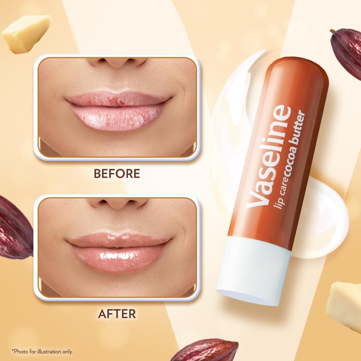Vaseline Lip Care | Cocoa Butter Lip Balm Stick | up to 48Hr moisturization | with cocoa & shea butter | made in South Korea | 4.8g thumbnail