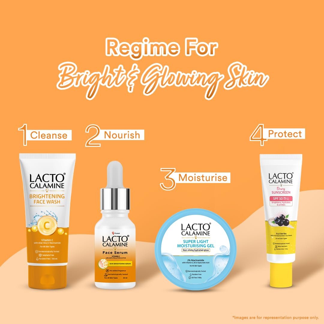 Lacto Calamine Vitamin C Face Wash | Pack of 1 x 100ml | Aloe Vera & Niacinamide Face Wash for Glowing Skin | thumbnail