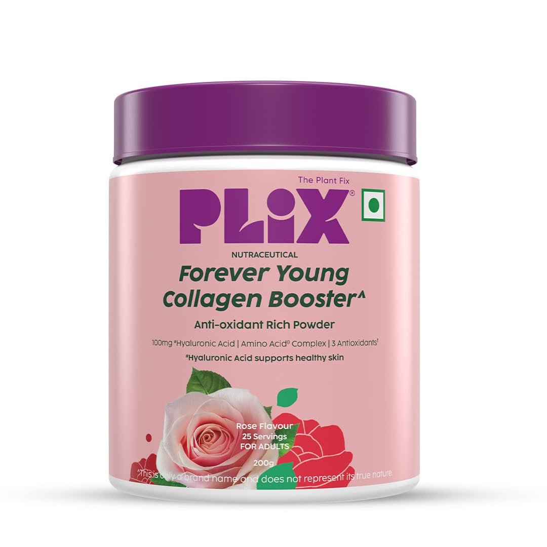 PLIX – THE PLANT FIX | Collagen Booster Powder to Support Healthy Skin | Supports Collagen Production, Antioxidants & Skin Health | Vitamin C, Hyaluronic Acid, Rose (200 g) thumbnail