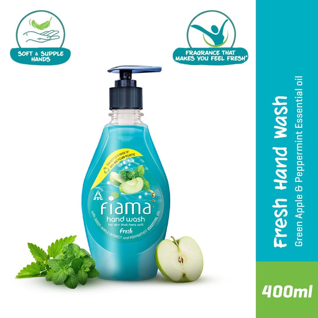 Fiama Fresh Hand Wash with Peppermint & Green Apple Extract | Refreshing Hand Cleanser for Clean, Soft & Fresh-Smelling Hands | Daily Hand Care | 400ml thumbnail
