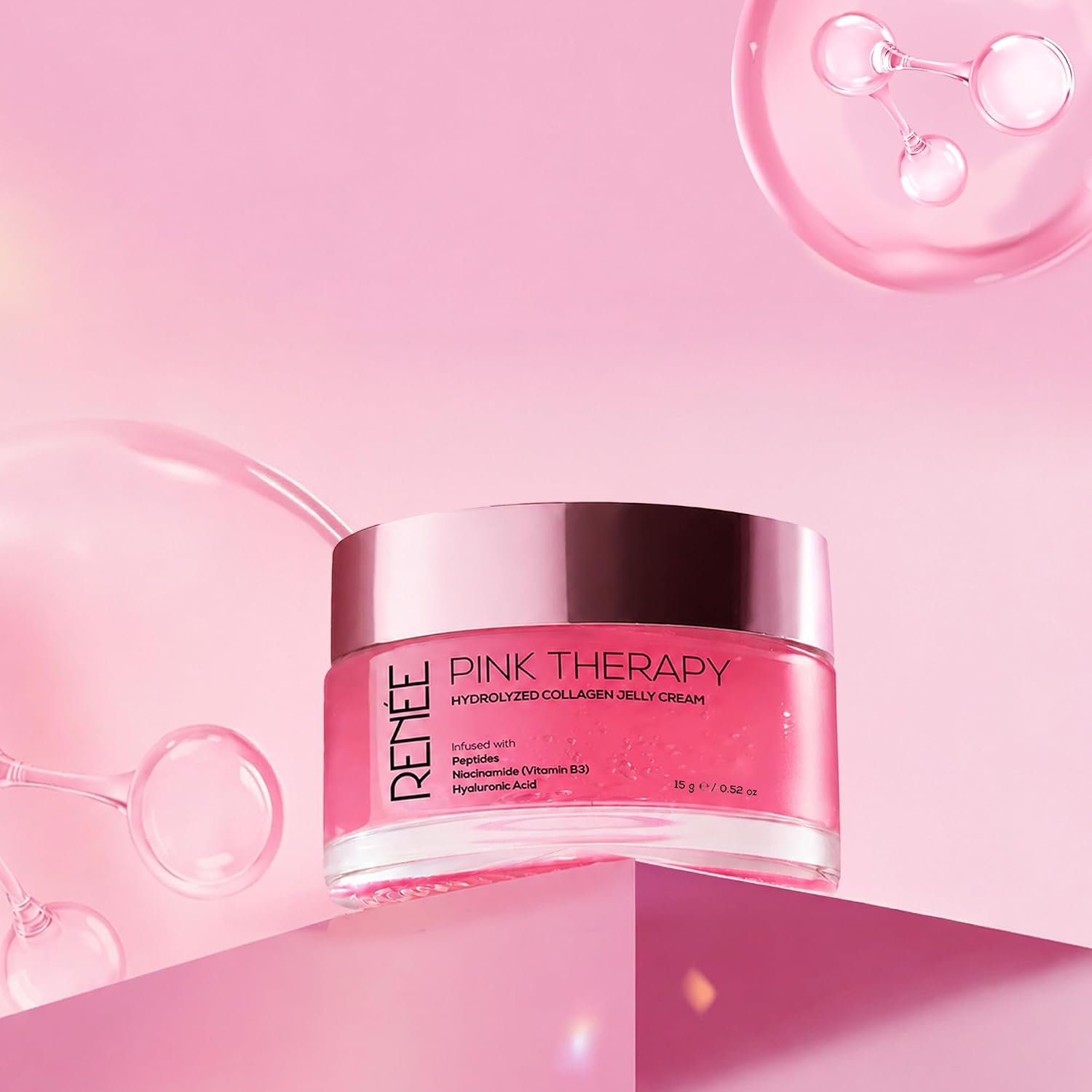 RENEE Pink Therapy Hydrolyzed Collagen Overnight Sleep Jelly Mask, 15 gm Hydrates, Repairs, Smoothens & Plumps Skin, Peptides, Niacinamide, Hydrolyzed Collagen Enriched thumbnail