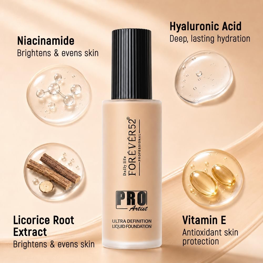 Daily Life Forever52 Pro Artist Ultra Definition Liquid Foundation | Long Lasting, Full Coverage, 24H, Waterproof & Sweatproof, Lightweight Hydrating, Oil-Free Formula - Caramel (BUF011) 60M thumbnail