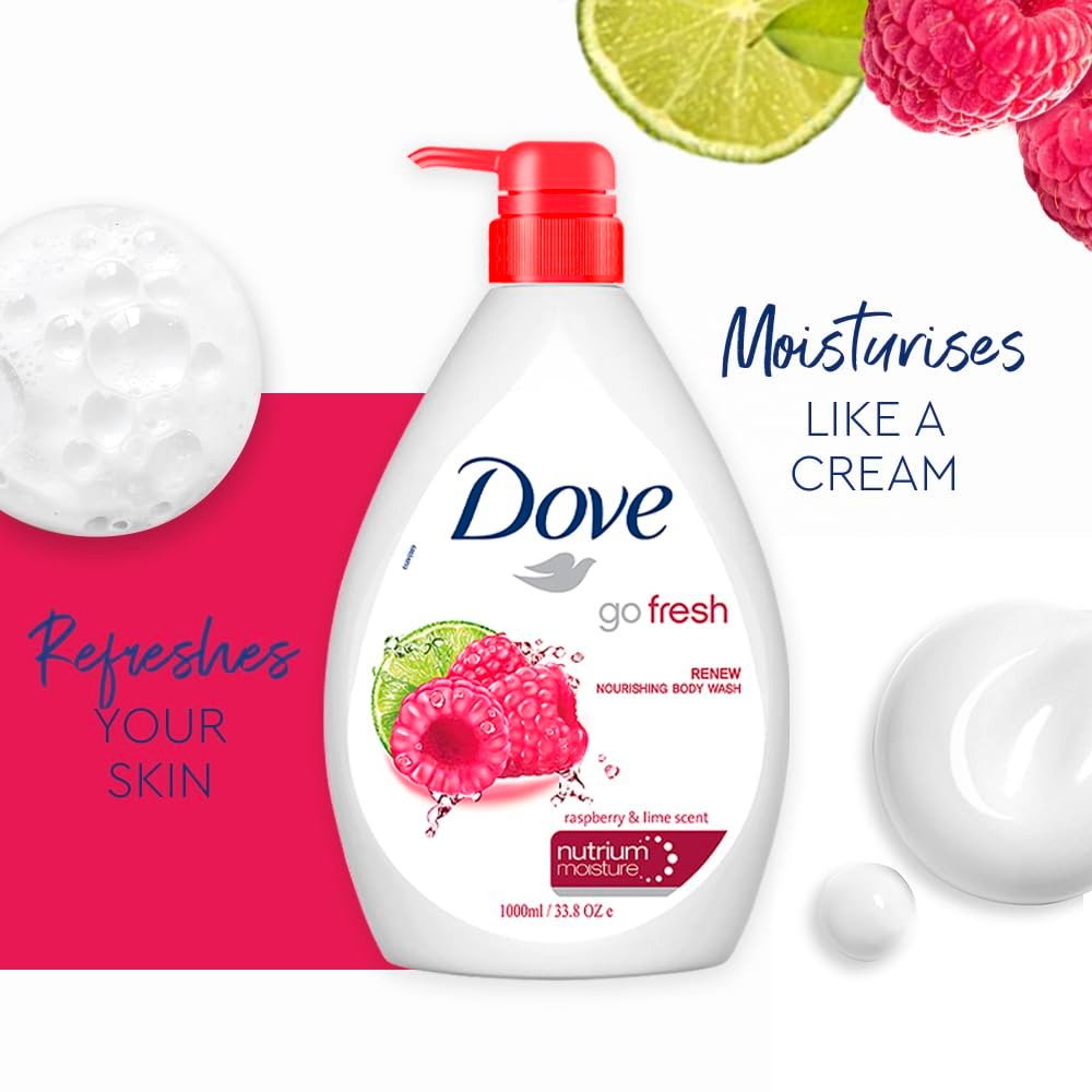Dove Renewing Raspberry Body Wash with Lime for Renewed Skin, Refreshing Scent, 1L thumbnail