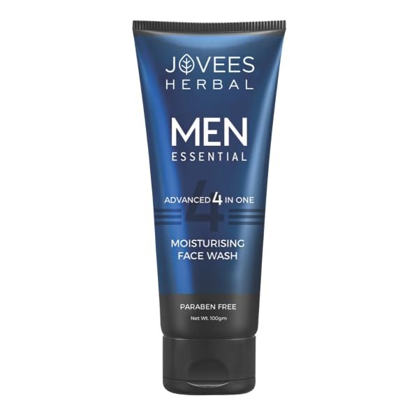 Jovees Herbal Men's Essential Advanced 4 in 1 Moisturizing Face Wash |with Vit C and Vit E | Gives Clean and Clear Skin |For All Skin Types 100g