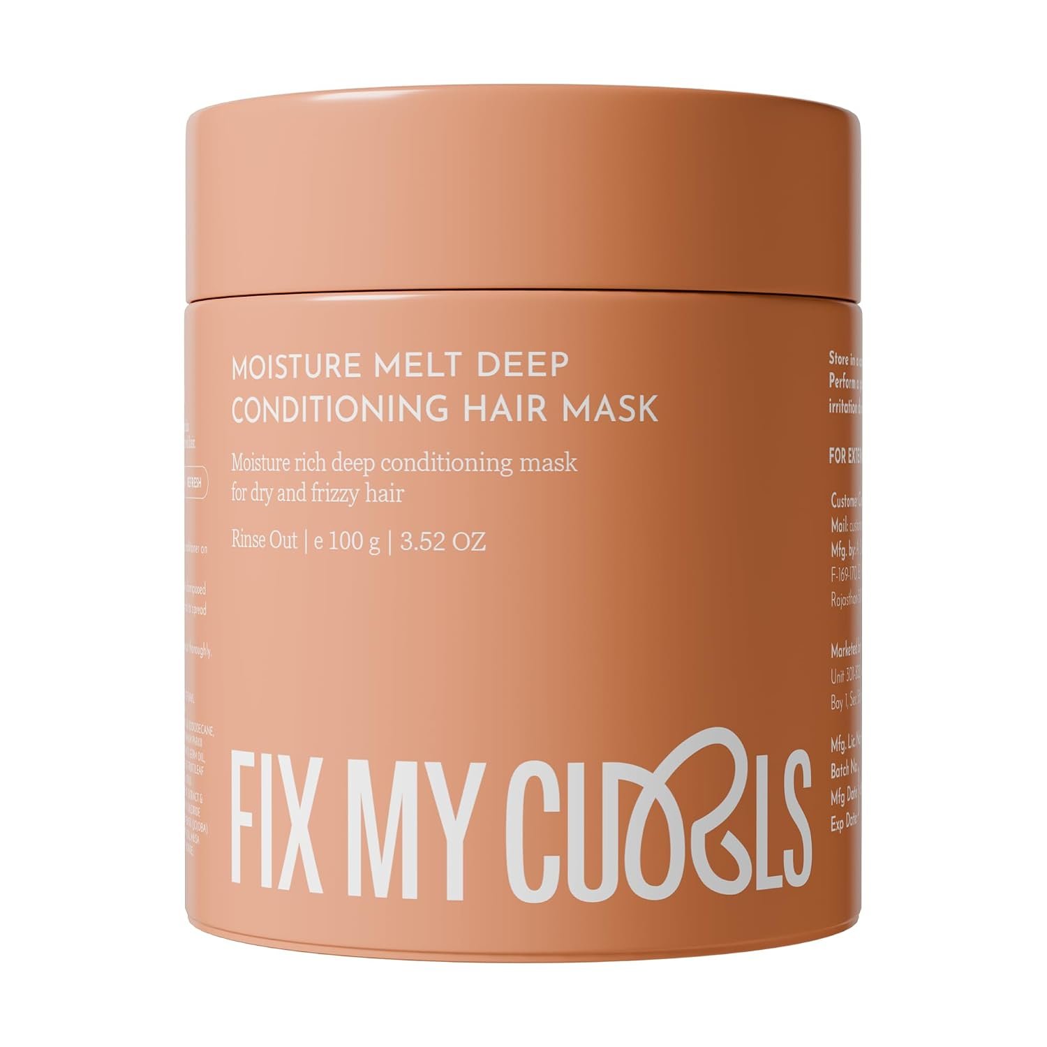 Fix My Curls Moisture Melt Deep Conditioning| Hair Mask for Dry, Damaged, and Chemically Treated Hair| 8 Magical Oils, Shea Butter, Vitamins| Pro-Keratin Bond Repair | 100G