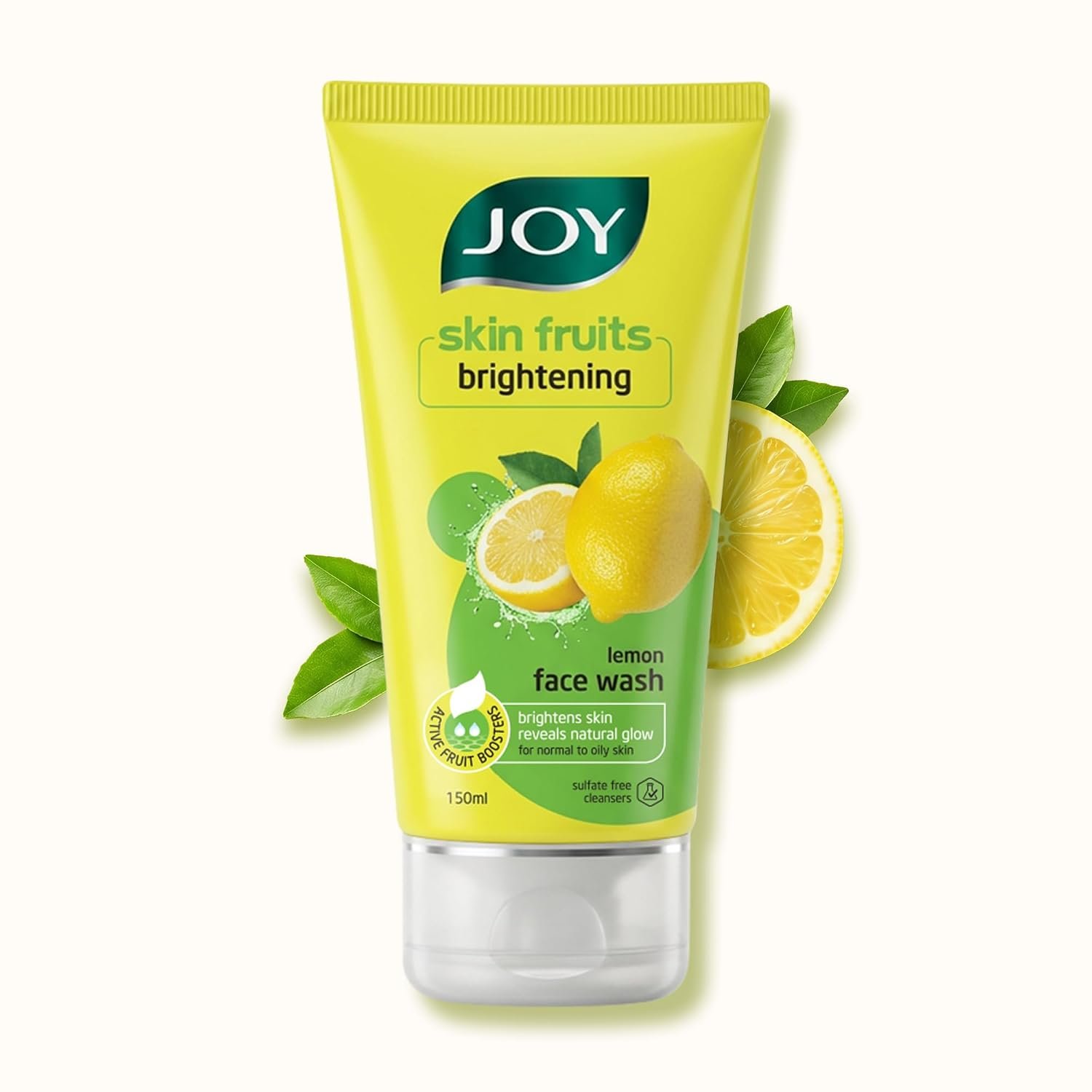 Joy Skin Fruits Lemon Brightening Face Wash 150ml | with Vitamin C for Glowing Skin | Reduces Dark Spots, Removes Excess Oil & Dirt | For Normal to Oily Skin