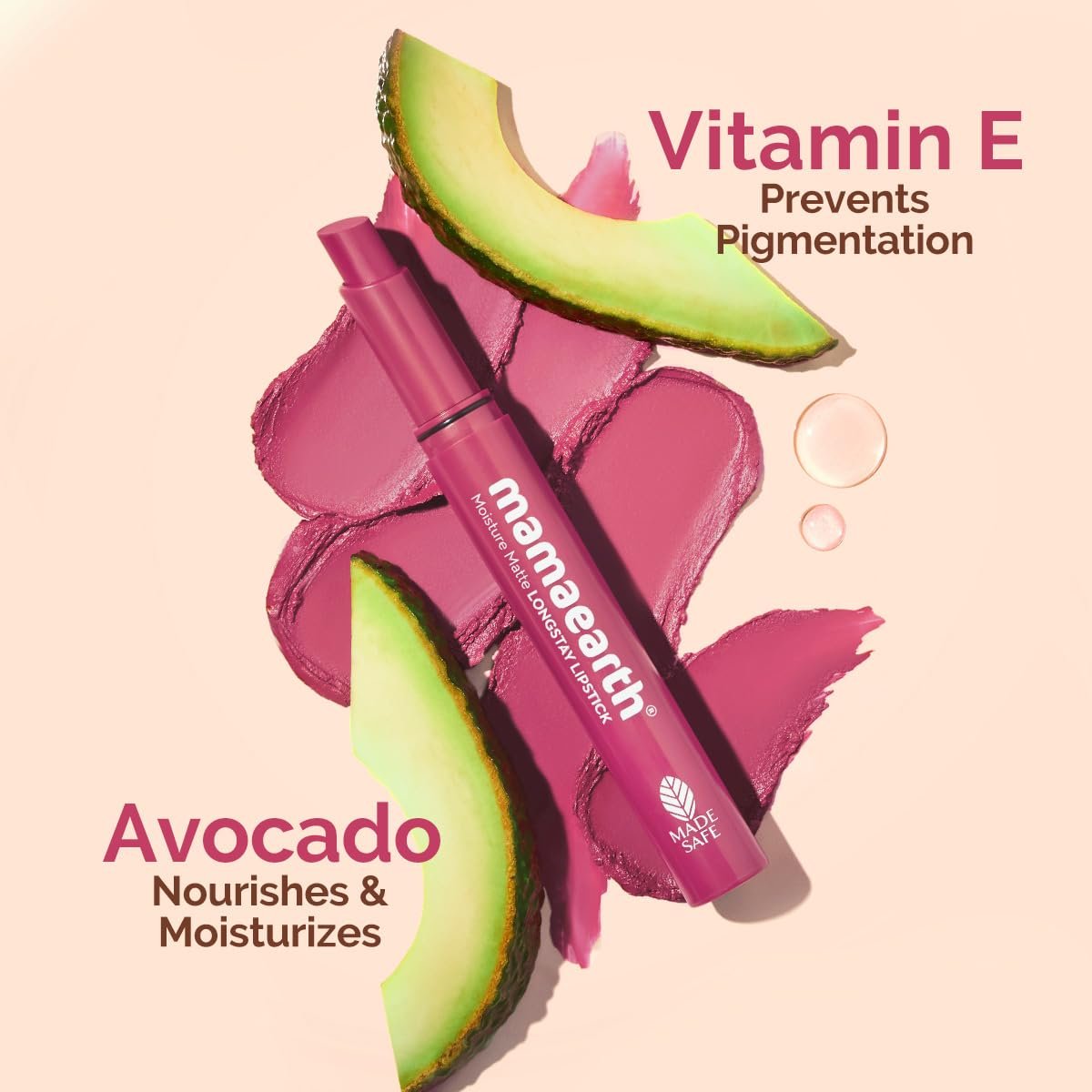 Mamaearth Moisture Matte Longstay Lipstick With Avocado Oil & Vitamin E For 12 Hour Long Stay-03 Candyfloss Pink - 2 G thumbnail