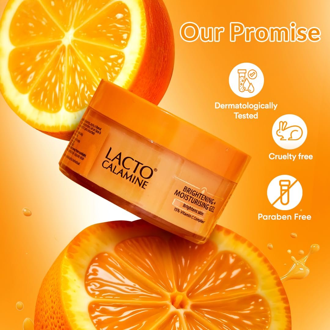 Lacto Calamine 15% Vitamin C Brightening Face Moisturizer, Niacinamide & Glycolic Acid, Lightweight Non Sticky Daily Moisturizer for Glowing Skin, 50g thumbnail