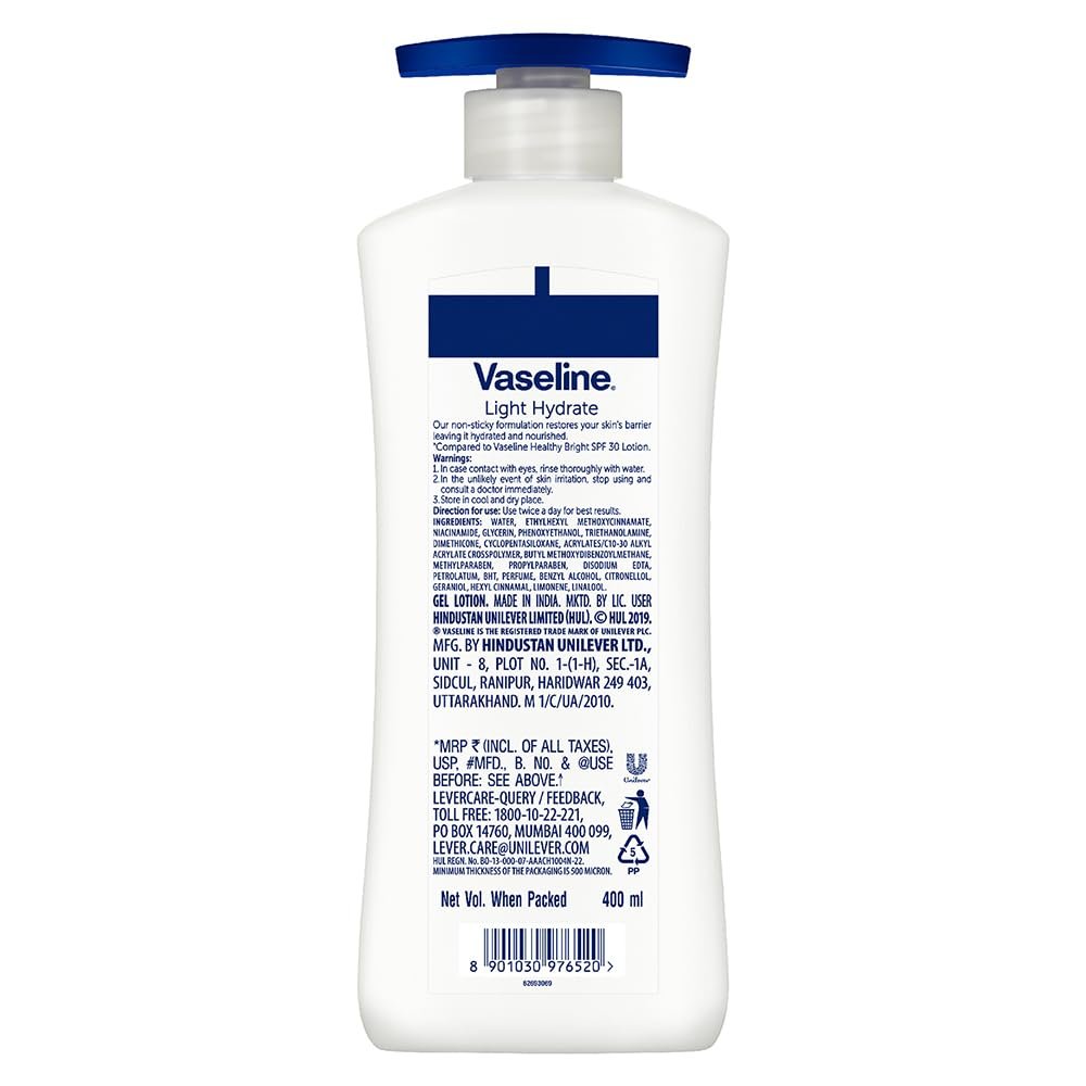 Vaseline Light Hydrate Serum In Lotion, 400 ml | Superlight & Non-Sticky for Hydration Boost thumbnail