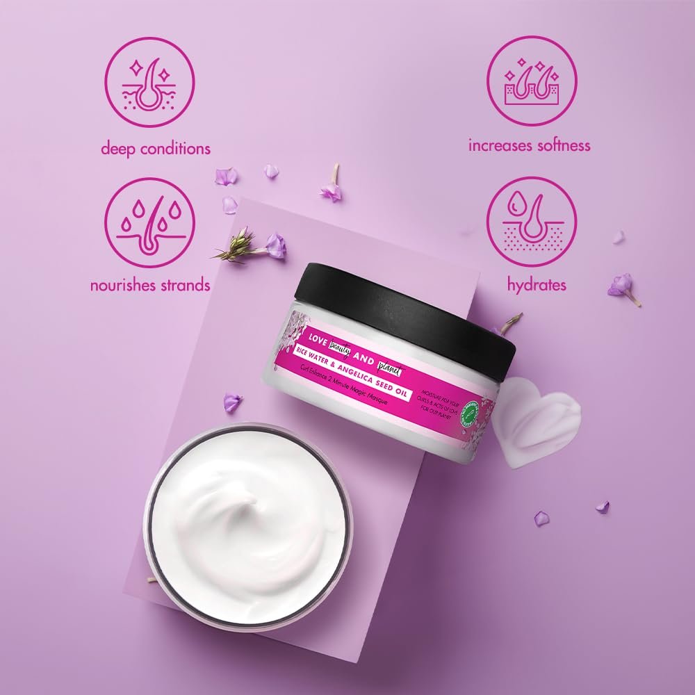 Love Beauty & Planet Rice Water & Angelica Seed Oil Curl Care Hair Mask | Deep Conditioning Treatment for Soft, Defined & Frizz-Controlled Curls | Silicone-Free & Paraben-Free | 200ml thumbnail