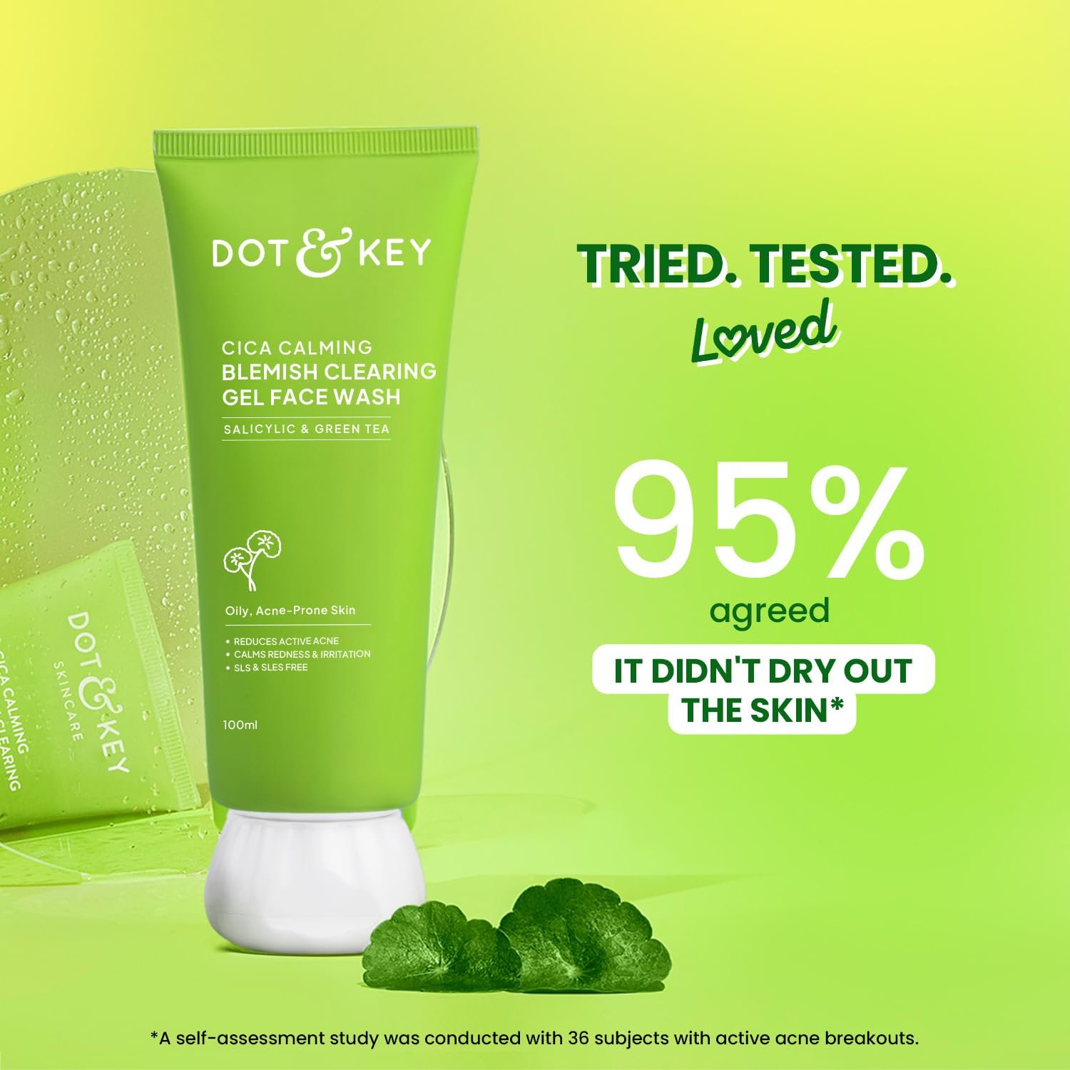 Dot & Key CICA Face Wash for Acne Prone Skin, 2% Salicylic Acid with Green Tea | For Oily & Sensitive Skin | Sulphate Free for Men & Women 100ml thumbnail
