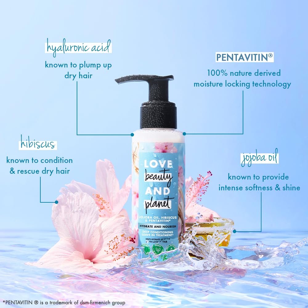 Love Beauty and Planet Jojoba Oil, Hibiscus & Pentavitin Hydrate & Nourish Deep Conditioning Leave in Treatment, 85ml thumbnail