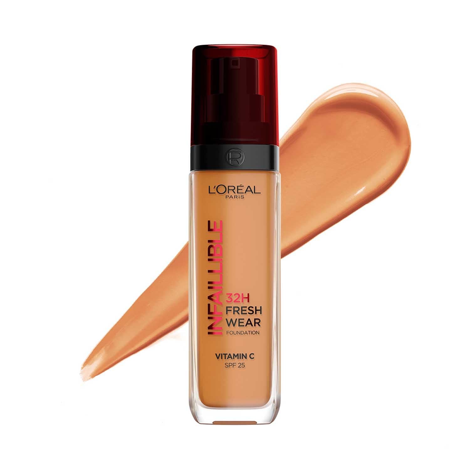 L'Oreal Paris Infallible 32H Fresh Wear Liquid Foundation, 330 Hazlenut 32H Fresh Wear Liquid Foundation, Transfer-Proof, Sweat-Proof, Lightweight Breathable Texture, Full Coverage, Vitamin