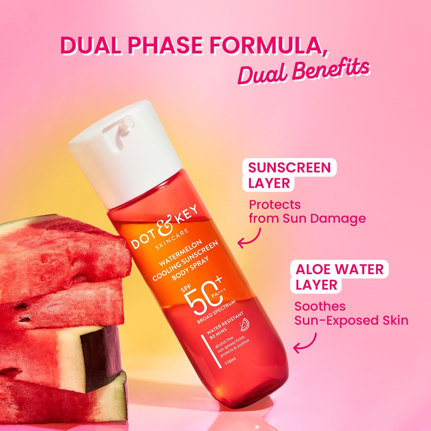 DOT & KEY Watermelon Cooling Sunscreen Body Spray Spf 50 Pa+++ For All Skin Types - 110Ml thumbnail