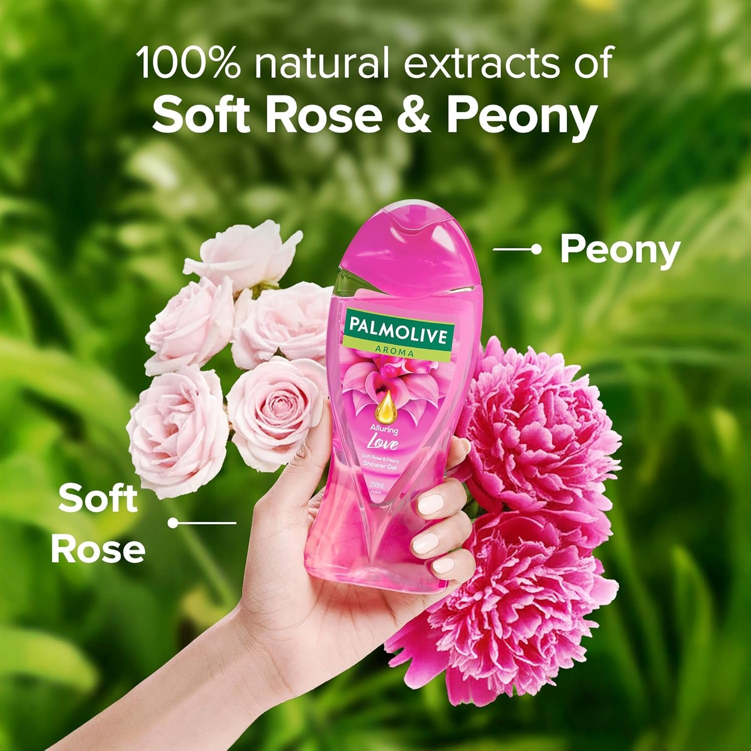 Palmolive Soft Rose & Peony Aroma Alluring Love Body Wash | Mood boosting fragrance | Brightening | For youthful, hydrated skin | No paraben & silicone, pH balanced, Body Wash 250ml thumbnail