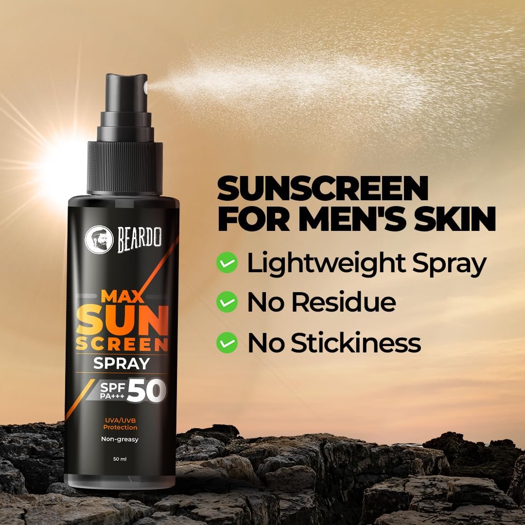 Beardo Max Sunscreen SPF 50 & PA+++ Spray for Men | For UVA UVB Protection | 50ml thumbnail