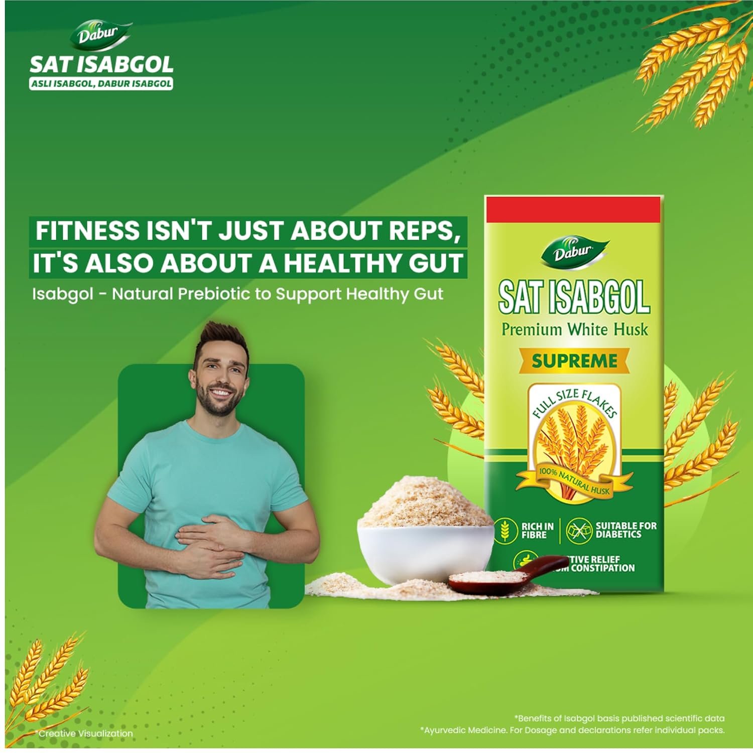 Dabur Sat Isabgol (Psyllium Husk) - 180g | Rich in Fiber | Provides Effective Relief from Constipation & Bloating | Promotes Bowel Health | Non-Habit Forming | 100% Ayurvedic thumbnail