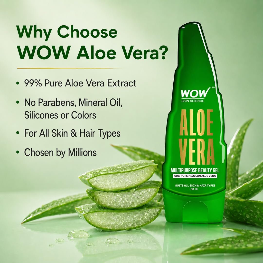 WOW Skin Science Aloe Vera Multipurpose Beauty Gel for Skin and Hair, 60 ml thumbnail