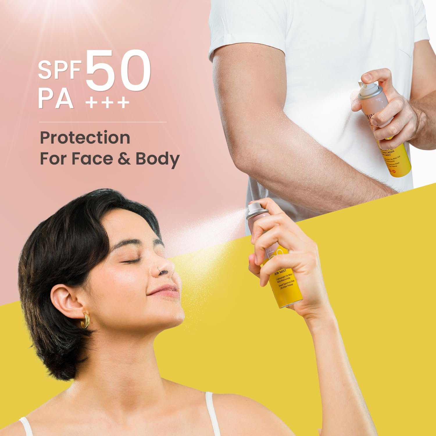 SWISS BEAUTY Protect Maxx Sunscreen Air Mist | SPF 50 PA+++ | With Niacinamide | UVA+UVB Protection For All Skin Type | Even Over Makeup | For Face & Body | 80ml thumbnail